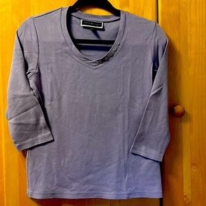Karen Scott Purple 3/4 Sleeve Cotton Top